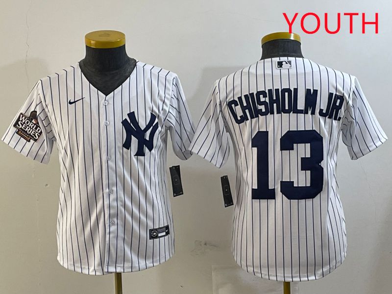 Youth New York Yankees 13 Chisholm jr White Stripe Game 2025 Nike MLB Jersey style 2